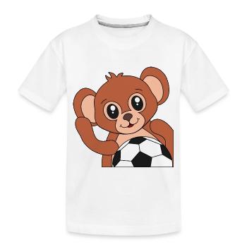 Singe avec ballon de football - Motif de football - T-shirt bio Premium Enfant - blanc - Devant