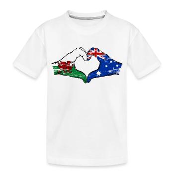 Pays de Galles Australie drapeau mains forme de coeur utilisé - T-shirt bio Premium Enfant - blanc - Devant