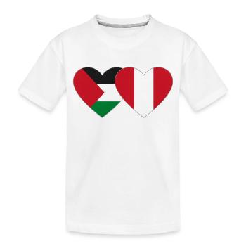 Palestine Peru Flag Heart - Kids' Premium Organic T-Shirt - white - Front