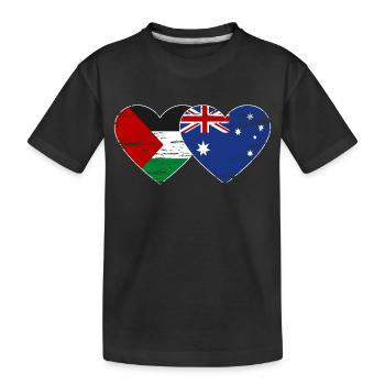Palestine Australia Flag Heart Used - Kids' Premium Organic T-Shirt - black - Front