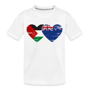 Drapeau de la Palestine Nouvelle-Zélande coeur utilisé - T-shirt bio Premium Enfant - blanc - Devant