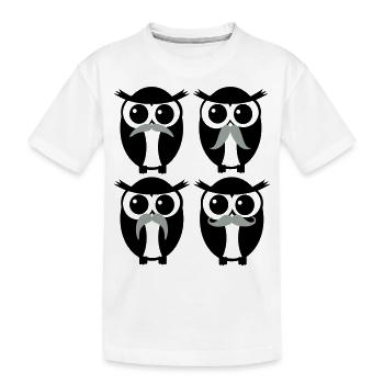 moustache owl - Kids' Premium Organic T-Shirt - white - Front