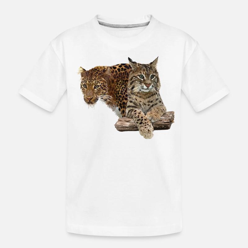 Leopard und Luchs - Kinder Premium Bio T-Shirt - Weiß