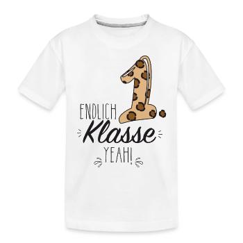 Endlich erste Klasse - Kinder Premium Bio T-Shirt - Weiß - Vorne