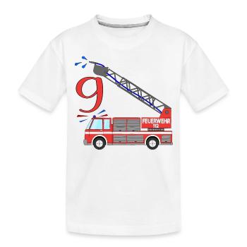 Fire engine 9th birthday - Kids' Premium Organic T-Shirt - white - Front