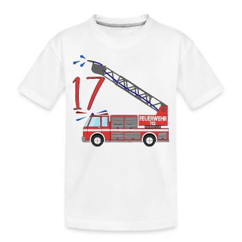 Feuerwehrauto 17. Geburtstag - Kinder Premium Bio T-Shirt - Weiß - Vorne
