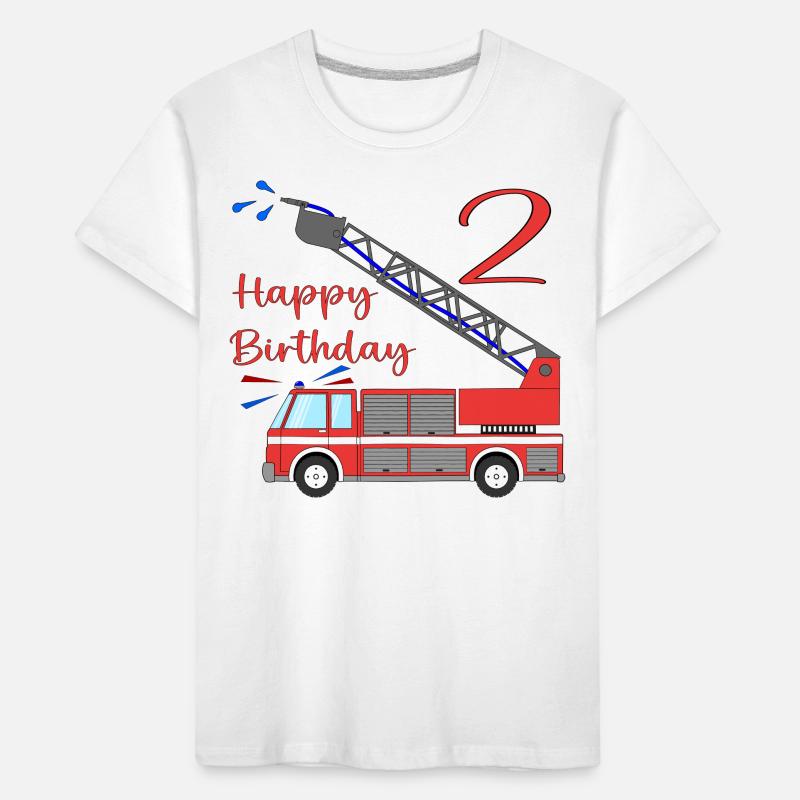 Fire engine Happy Birthday 2 Kids' Premium Organic T-Shirt