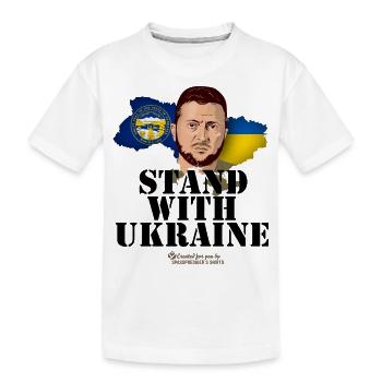 Nebraska Ukraine Fahnen - Kinder Premium Bio T-Shirt - Weiß - Vorne