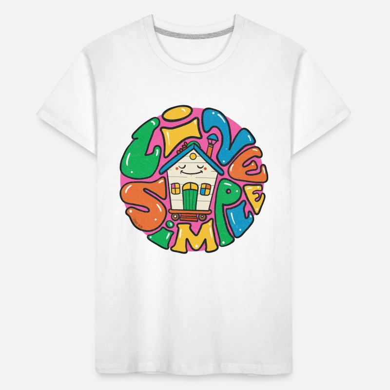 Lebe ein einfaches Tiny House Kinder Premium Bio T-Shirt