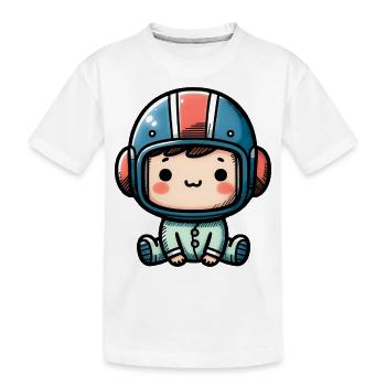 Biker Babyhelm - Kinder Premium Bio T-Shirt - Weiß - Vorne