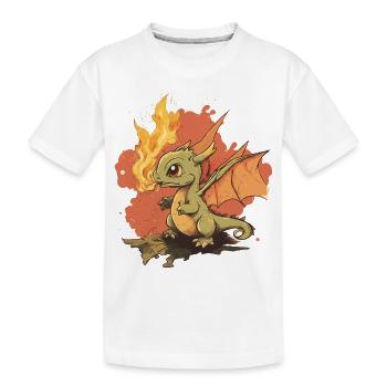 Dragon green - Kids' Premium Organic T-Shirt - white - Front