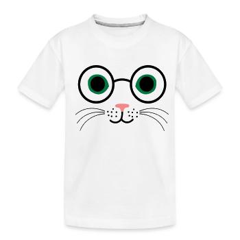 Katze Brille - Kinder Premium Bio T-Shirt - Weiß - Vorne