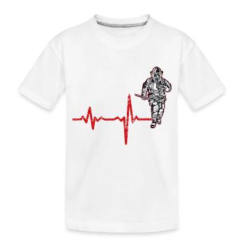 Shirt Gift Heartbeat Fire Department - Kids' Premium Organic T-Shirt - white - Front