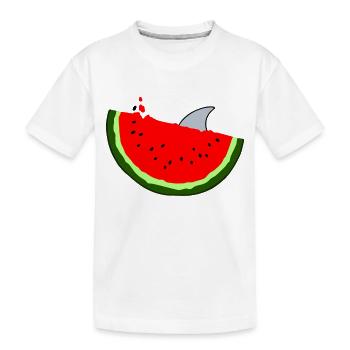 Cadeau de surfeur de requin d'été de vacances de pastèque - T-shirt bio Premium Enfant - blanc - Devant