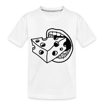 mund abbeissen fressen maul kaese loecher gauda co - Kinder Premium Bio T-Shirt - Weiß - Vorne