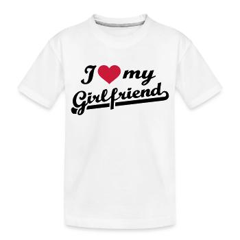 I love my girlfriend - Kinder Premium Bio T-Shirt - Weiß - Vorne