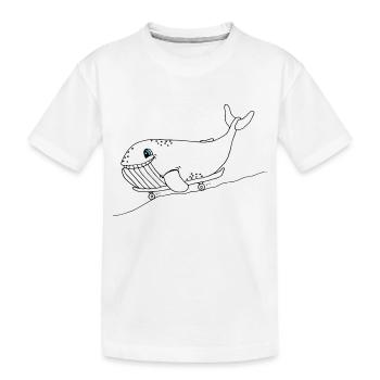 Blauwal mit Skateboard - Kinder Premium Bio T-Shirt - Weiß - Vorne