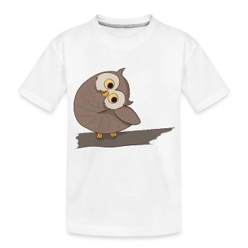 Uhu Eule Comic - Kinder Premium Bio T-Shirt - Weiß - Vorne