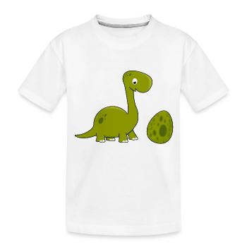 Kleiner Dino mit Ei Dinosaurier Geschwister Baby - Kinder Premium Bio T-Shirt - Weiß - Vorne