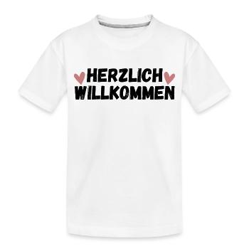 Herzlich Willkommen Herz Liebe - Kinder Premium Bio T-Shirt - Weiß - Vorne