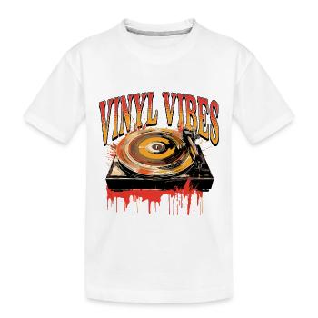 Vinyl Schallplatte Platte LP Plattenspieler Retro - Kinder Premium Bio T-Shirt - Weiß - Vorne