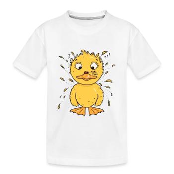 Un petit canard se lie d’amitié avec une coccinelle - T-shirt bio Premium Enfant - blanc - Devant