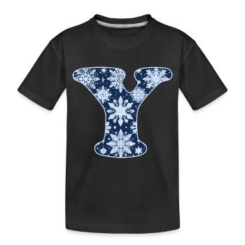 Letter Y Snowflakes - Kids' Premium Organic T-Shirt - black - Front