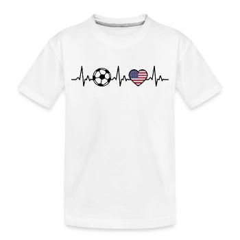 America USA Heartbeat Football America Americans - Kids' Premium Organic T-Shirt - white - Front