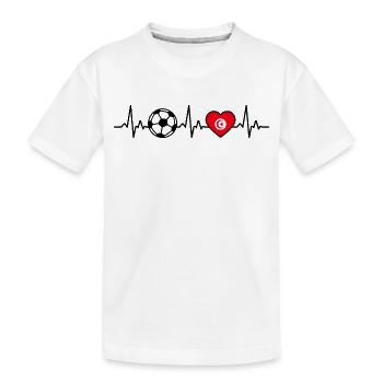 Tunesien Fußball Herzschlag Tunesien Flagge - Kinder Premium Bio T-Shirt - Weiß - Vorne