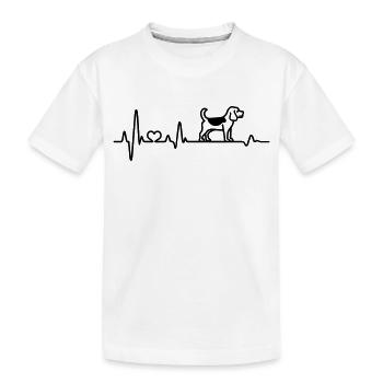 Beagle Cute Dog Heart Rate Heartbeat Love - Kids' Premium Organic T-Shirt - white - Front