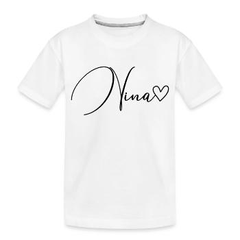 Nina Last Name First Name Girl - Kids' Premium Organic T-Shirt - white - Front