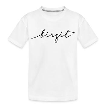 Birgit Cursive Name - Kids' Premium Organic T-Shirt - white - Front
