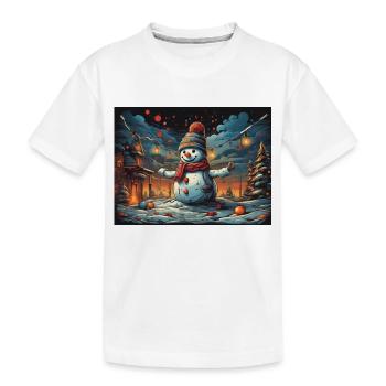 Weihnachtsschneemann - Kinder Premium Bio T-Shirt - Weiß - Vorne