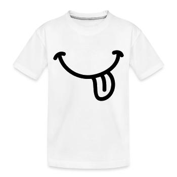 Smiley Grinsen Zunge - Line - Kinder Premium Bio T-Shirt - Weiß - Vorne