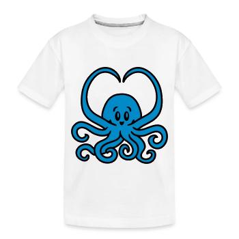 Tintenfisch Herz - Kinder Premium Bio T-Shirt - Weiß - Vorne