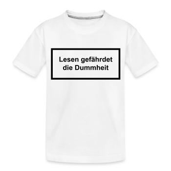 Read endangers stupidity - Kids' Premium Organic T-Shirt - white - Front