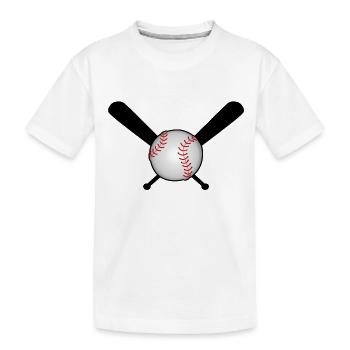 Baseball avec batte de baseball sur croix - T-shirt bio Premium Enfant - blanc - Devant