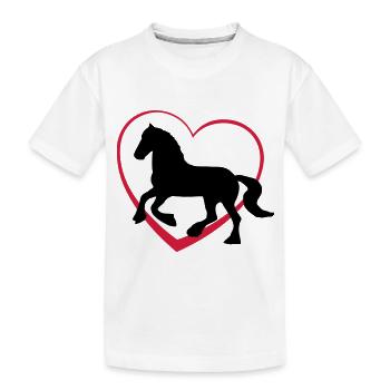 Pferd mit Herz - Kinder Premium Bio T-Shirt - Weiß - Vorne