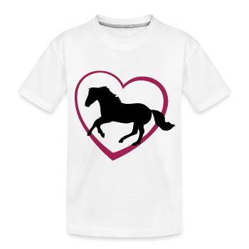 Cheval au galop avec coeur - T-shirt bio Premium Enfant - blanc - Devant