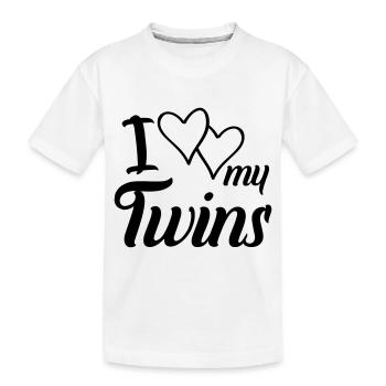 hearts i love my twins - Kinder Premium Bio T-Shirt - Weiß - Vorne