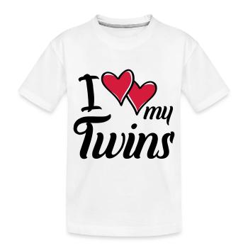 i love my twins hearts - Kinder Premium Bio T-Shirt - Weiß - Vorne