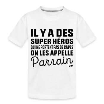 Super Héros sans Cape Parrain - T-shirt bio Premium Enfant - blanc - Devant