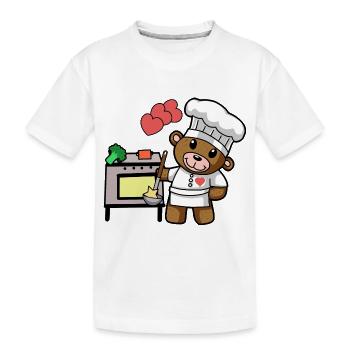 Teddybär Koch kochen Kochkunst Restaurant Küche - Kinder Premium Bio T-Shirt - Weiß - Vorne