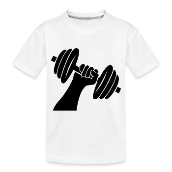 Hantel Gewichte - Kinder Premium Bio T-Shirt - Weiß - Vorne