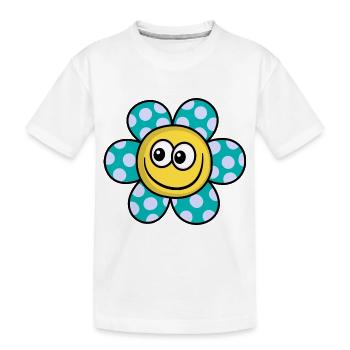 Green Yellow Happy Flower Cartoon - Kids' Premium Organic T-Shirt - white - Front