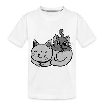 Amis 2 chats l’un sur l’autre - T-shirt bio Premium Enfant - blanc - Devant