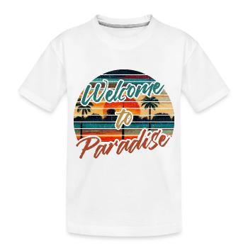 Welcome to paradise vintage sunset palm trees - Kinder Premium Bio T-Shirt - Weiß - Vorne