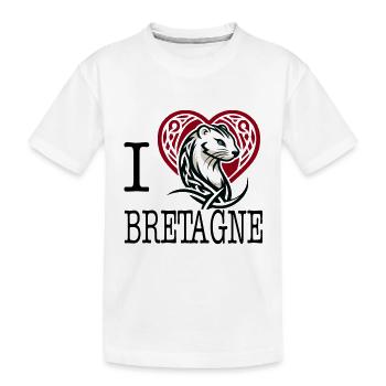 Ich liebe Bretagne Tribal Celtic Hermelin - Kinder Premium Bio T-Shirt - Weiß - Vorne