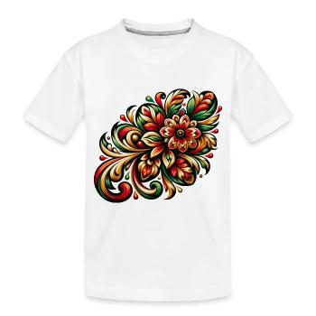 motif floral rouge et vert inspiré d'art russe - T-shirt bio Premium Enfant - blanc - Devant