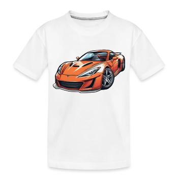 Flammender Sportwagen - Kinder Premium Bio T-Shirt - Weiß - Vorne
